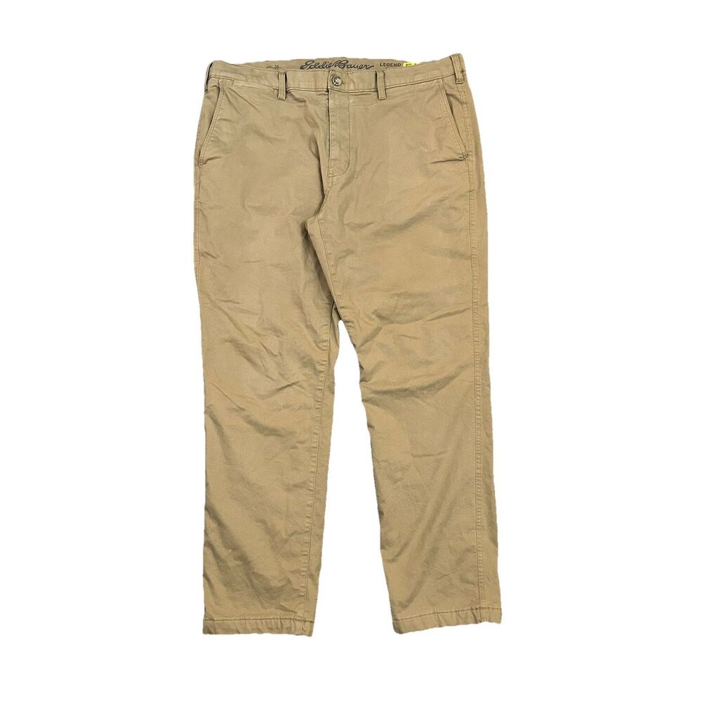Eddie Bauer Legend Wash Flex Slim Flannel Lined Khaki Pants 38x30 Winter Chino